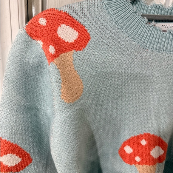 Brand new Miss sparkling mushroom blue sweater size medium and XL - Picture 3 of 4